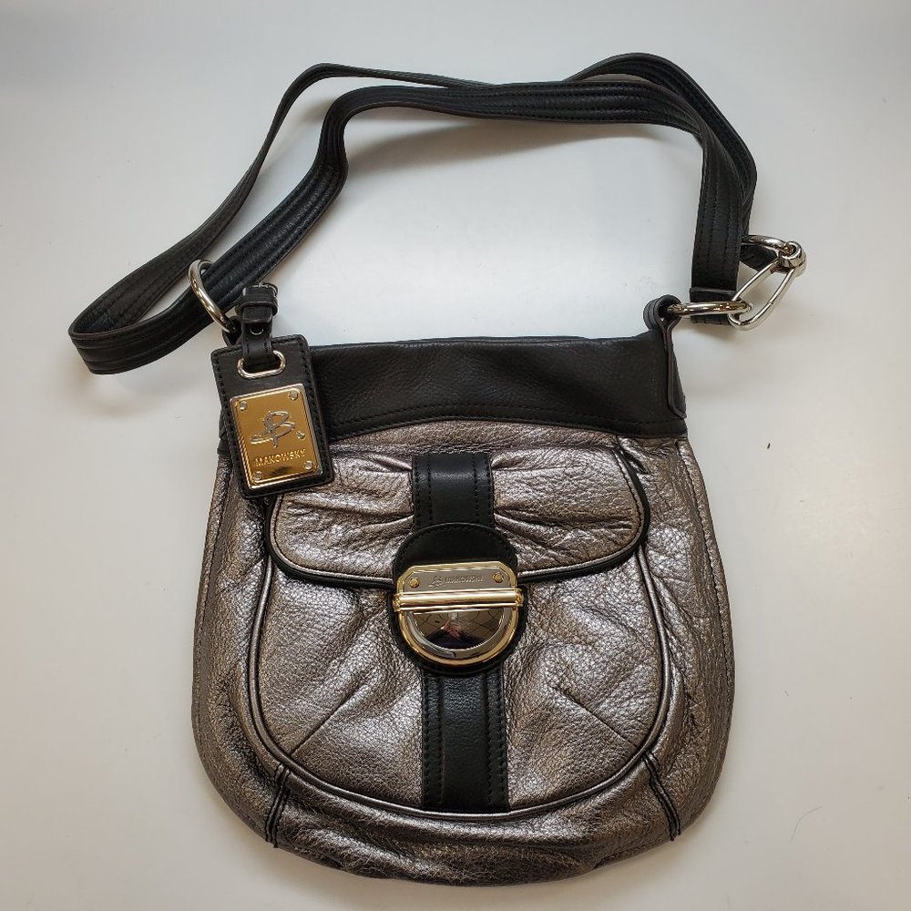 B. Makowsky Silver Leather Handbag